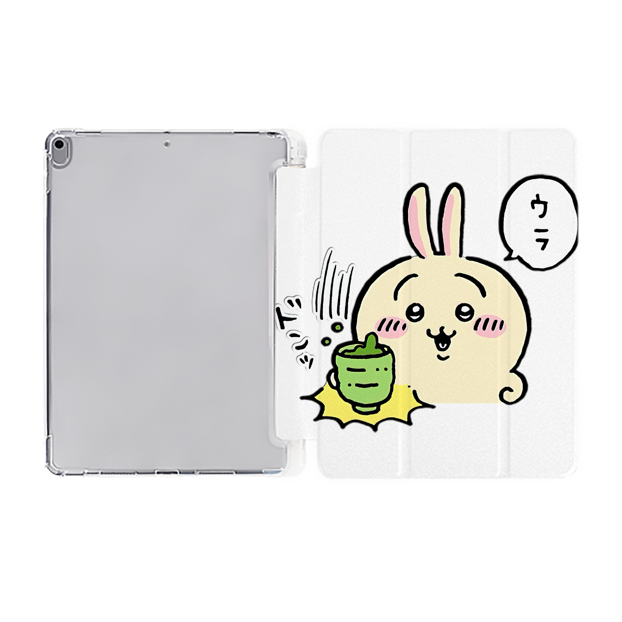 （画像用） ちいかわ うさぎ Chii-kawa usagi IPad ケース ペン収納付き 三つ折りスタンド PUレザー×シリコン 対応機種9.5/10.5/10.9インチ